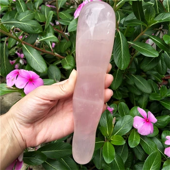 

large length and width natural pink quartz crystal gemstone massage stick wand wand goddess wand healing for women