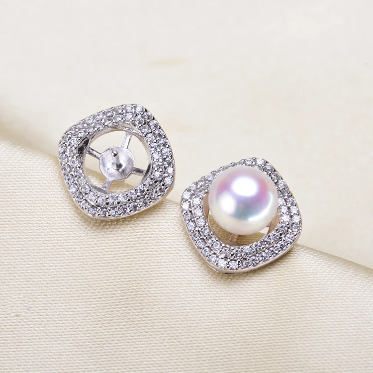

925 Silver Pearl Earrings Mountings Fashion Earrings Charm Earrings Setting Finding Jewelry Parts Fittings Women's Accessories