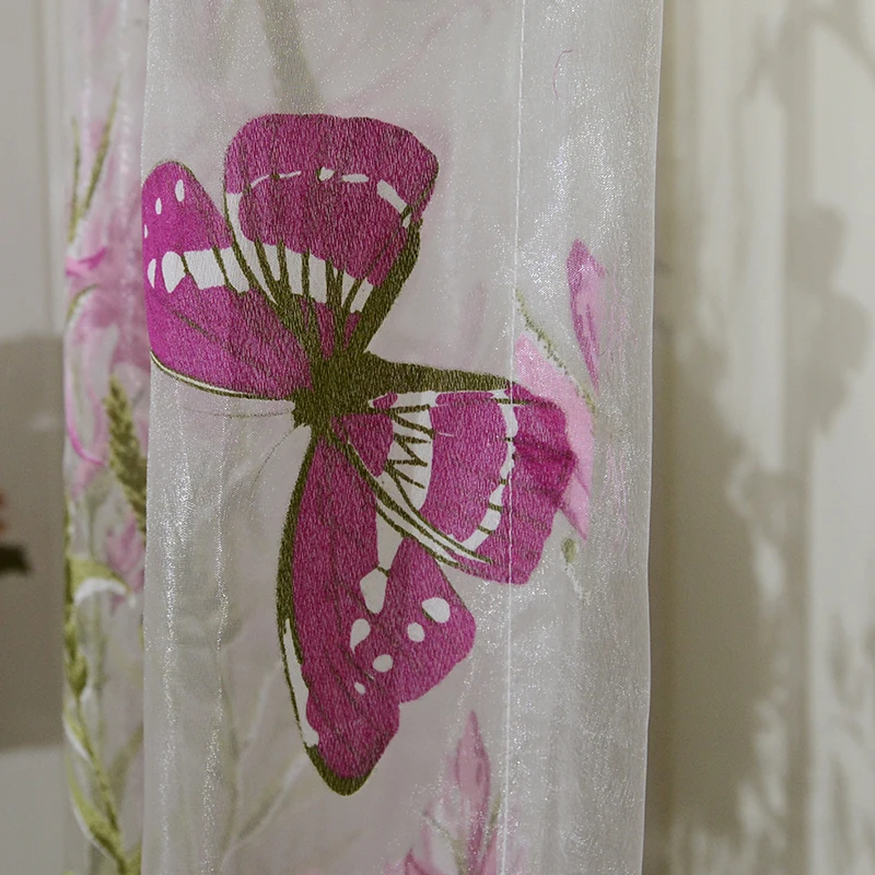 Nueva oferta especial Hospital Cortina selva Burnout Tulle niños dormitorio estilo mariposa ventana para tratamientos