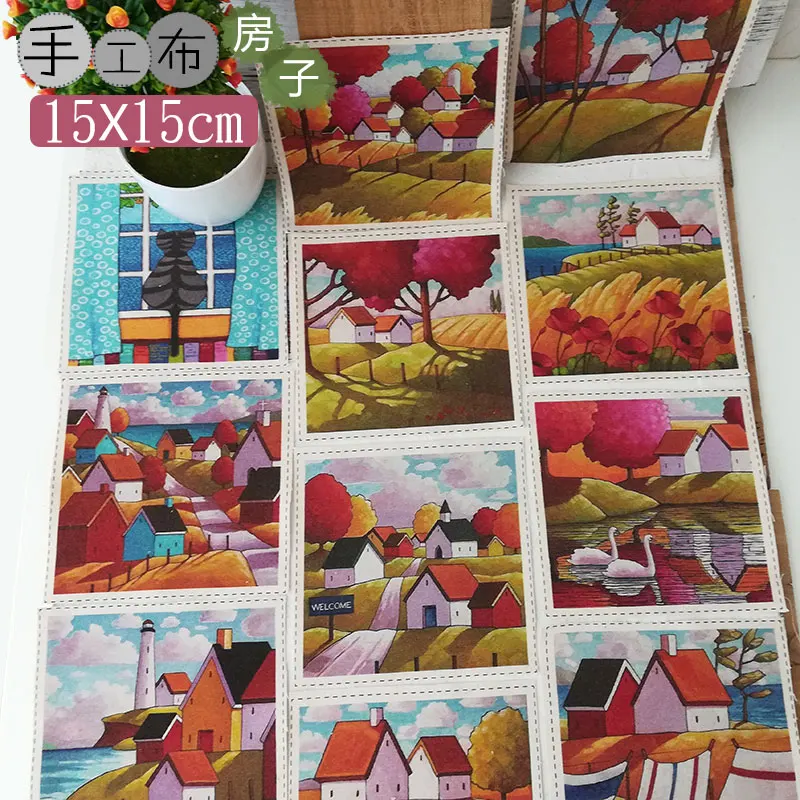 

ancient small house 15 Assorted Designs15x15cm Cotton Linen Digital printing Quilting Fabric for Sewing Patchwork Craft 6pcs/lot