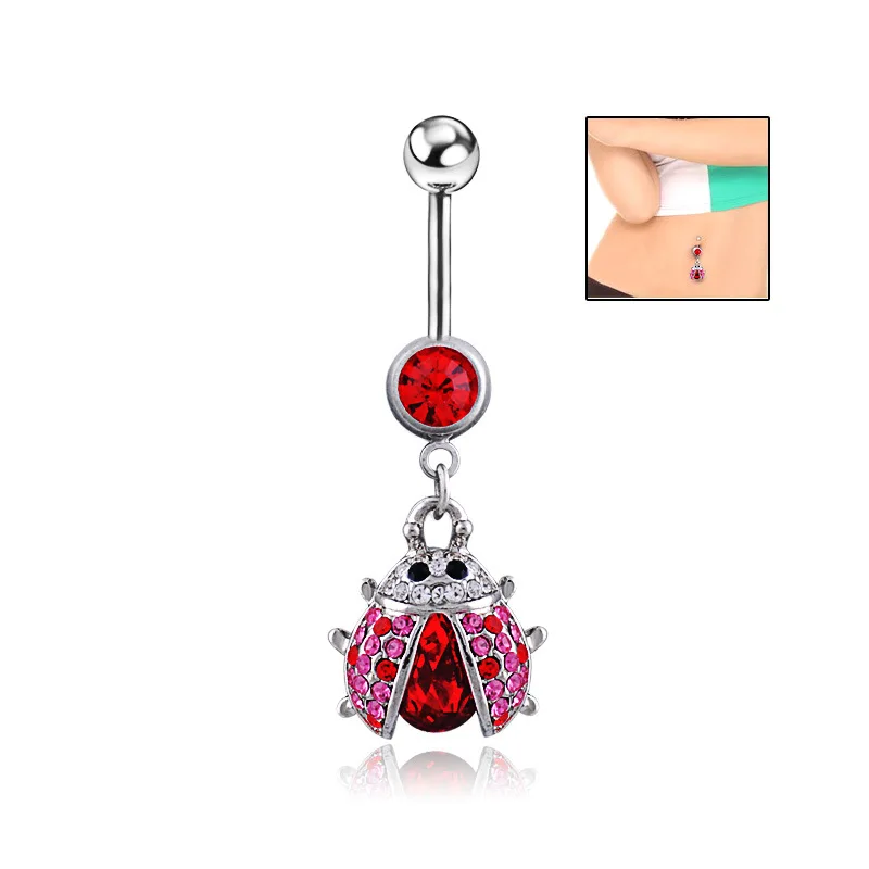 Cute ladybug Shaped Silver Belly Piercing Stainless Steel Shamballa