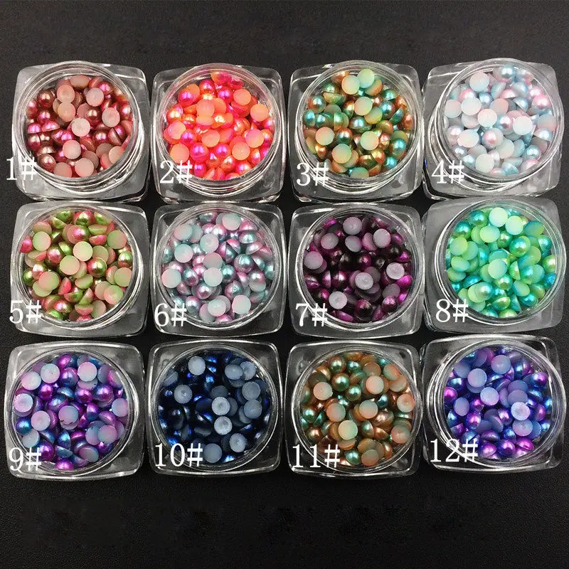Pérolas da Arte do Unha Encantos do Unha Novo Cores Conjunto Coreano 3d Alta Brilhante Verão ab Sereia Concha Pérolas Decoração Plana Kit 12 –