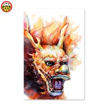 Абстрактная акварель акриловые Животные Дракон DIY Цифровая живопись собственной руки Окраска Подарок создание
