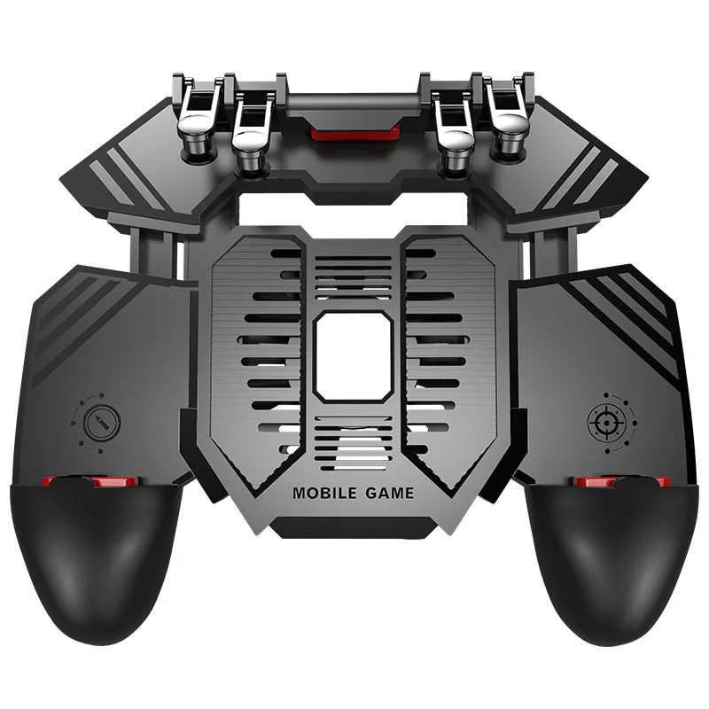 

6 Finger pubg gamepad mobile controller cooling joystick for iphone ios android pubg phone cooler controller with power bank