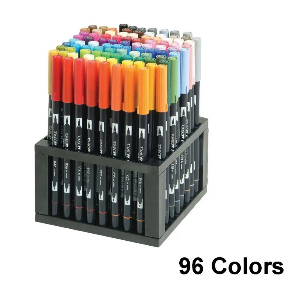 TOMBOW ABT кисть двойные акварельные ручки 108 цветов двойная головка художественные маркеры мягкий наконечник Рисование эскиз живопись - Цвет: 96 Colors