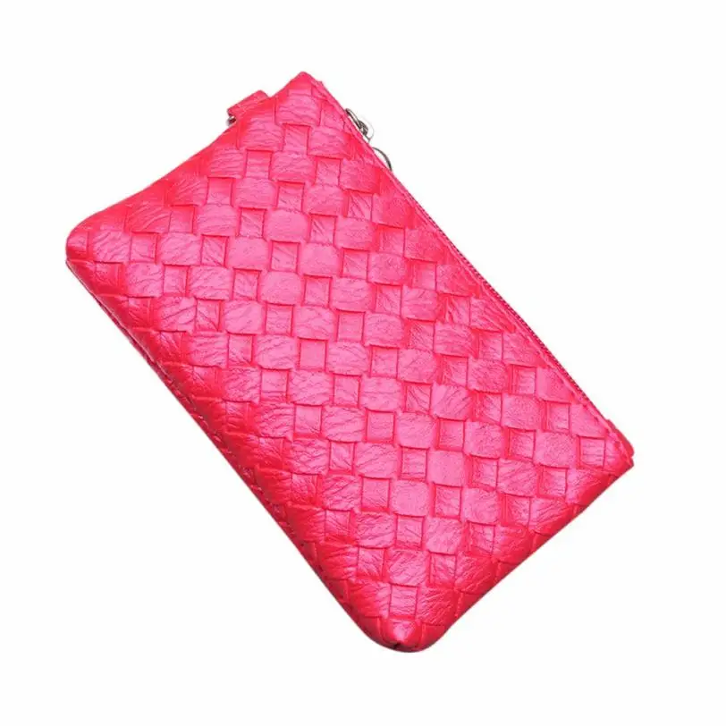 

Women Solid Purse Weave Leather Zipper High Quality Wallet Coin Purse Female Fashion Design Clutch Billeteras Para Mujer #7128