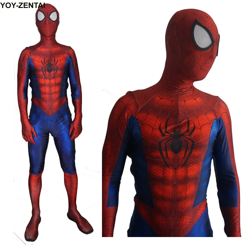 Фильм Козер Высокое качество Новый Окончательный Человек-паук костюм для взрослых 3D герой комиксов красный Человек-паук спандекс костюм