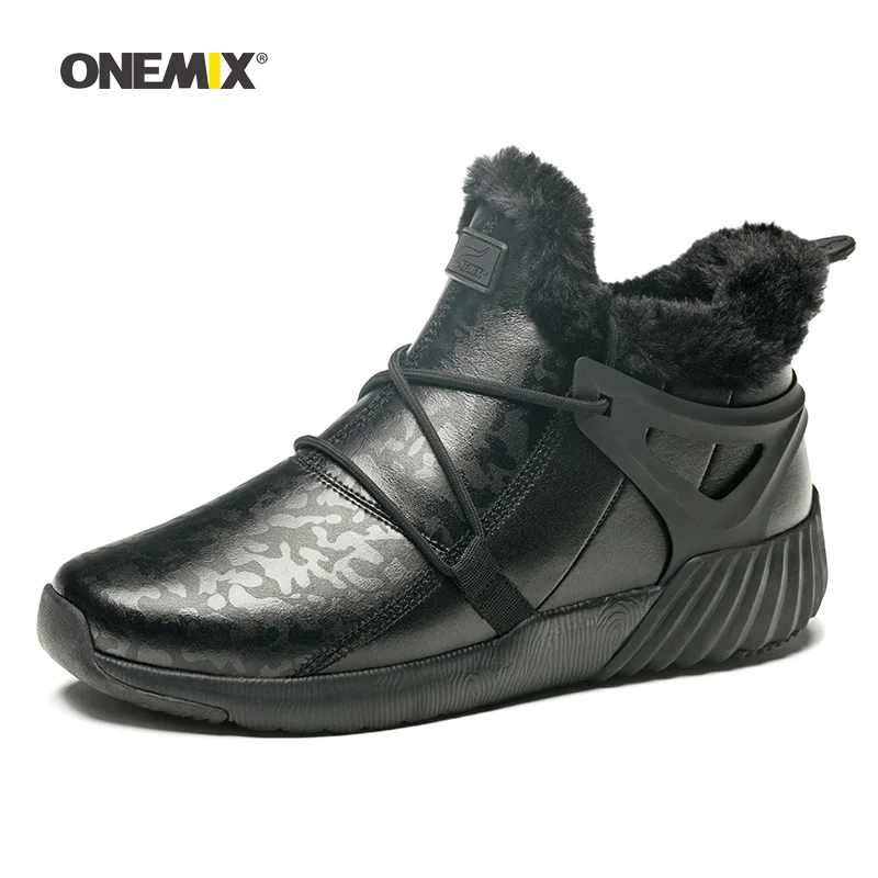 

ONEMIX Men Winter Warmer Walking Boots For Women Leather Waterproof Outdoor Sport Shoes Running Trail Sneakers Trekking Trainers