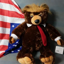 Tronzo 1Pcs 60cm Donald Trump Big Bear Plush Toys USA President Plush Bear With Flag Cloak Collection Doll Gift For Children Boy