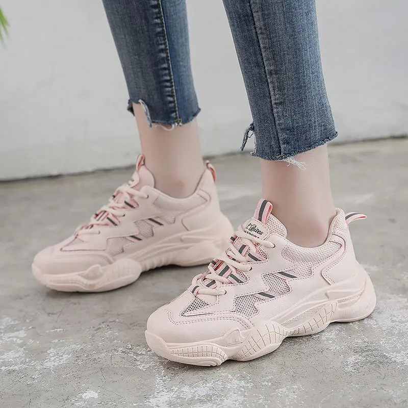 

YOUBROER New Spring/summer All-in-one High Rise Sneakers for Students Air mesh Mixed Colors Sewing