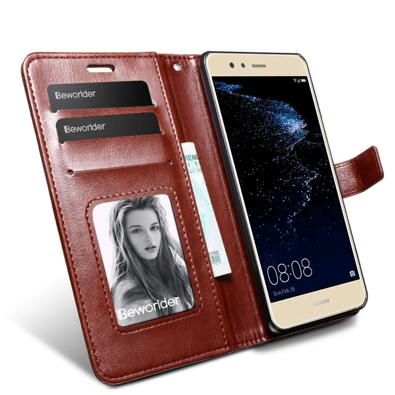 Кожаный чехол для huawei P10 Lite с отделениями для карт, фоторамка, флип-кошелек, ПУ мешки кожаные для телефона, чехол для huawei P10Lite