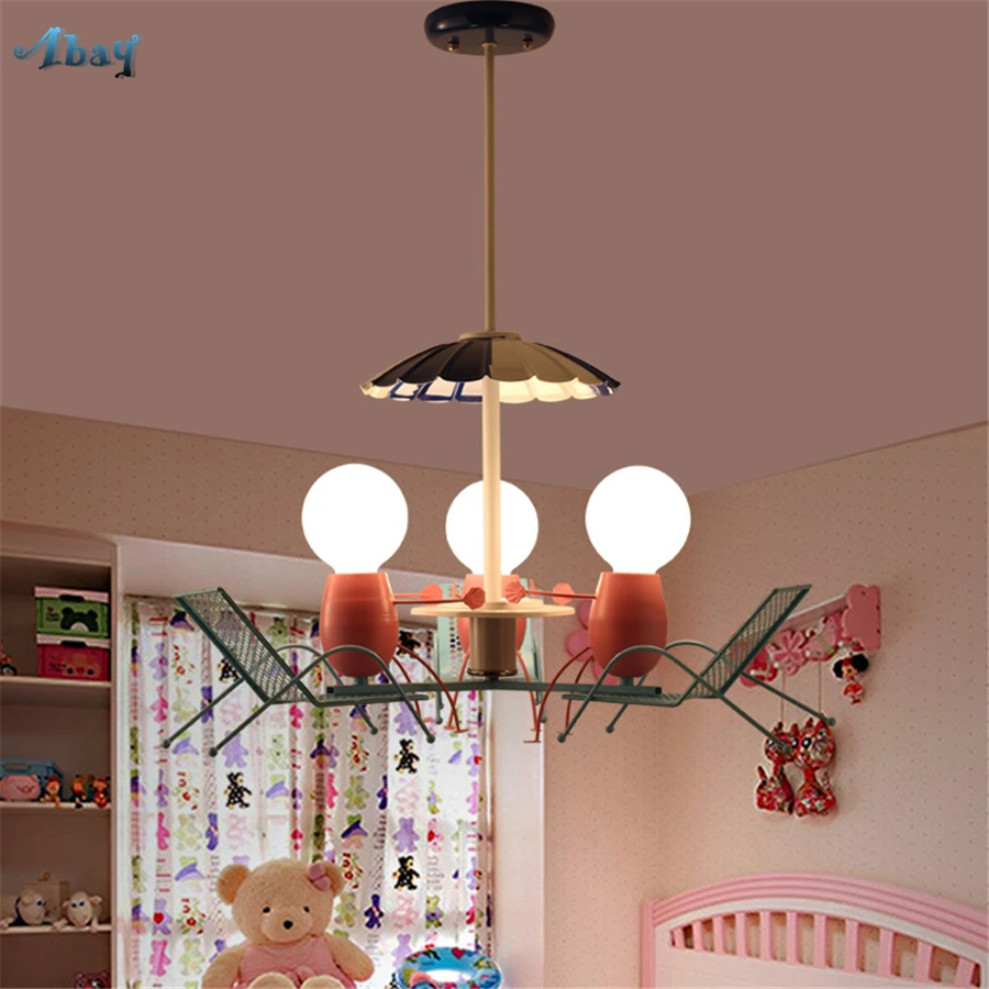 Creative Cute Beach Chair Pendant Lights for Living Room Children Bedroom Study Modern Design Lamp Kids Room Light Fixture E27 Creative Cute Beach Chair Pendant Lights for Living Room Children Bedroom Study Modern Design Lamp Kids Room Light Fixture E27