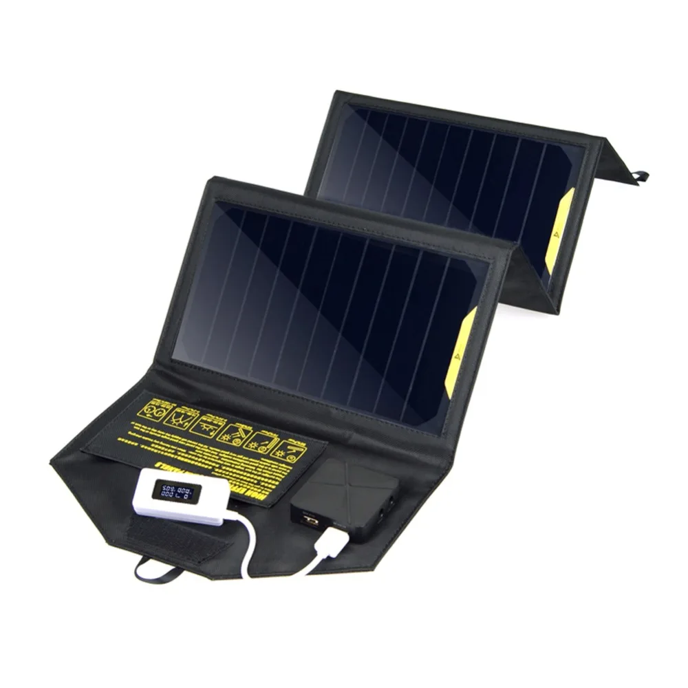 Outdoor 5V 20W Dual USB Foldable Solar Panel Power Bank Camping Charger