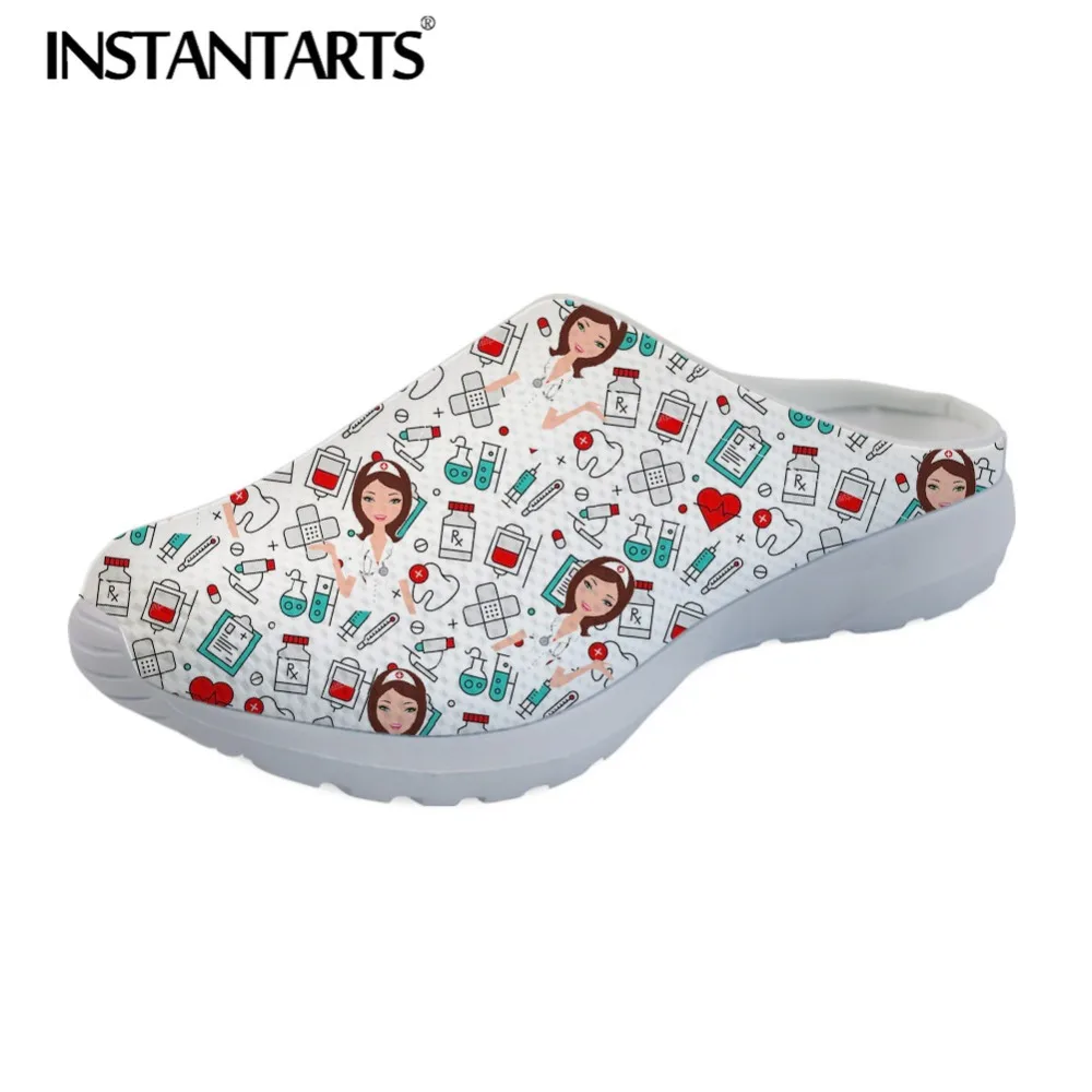 Instantartts/белые шлепанцы Женские летние туфли на плоской подошве без шнуровки