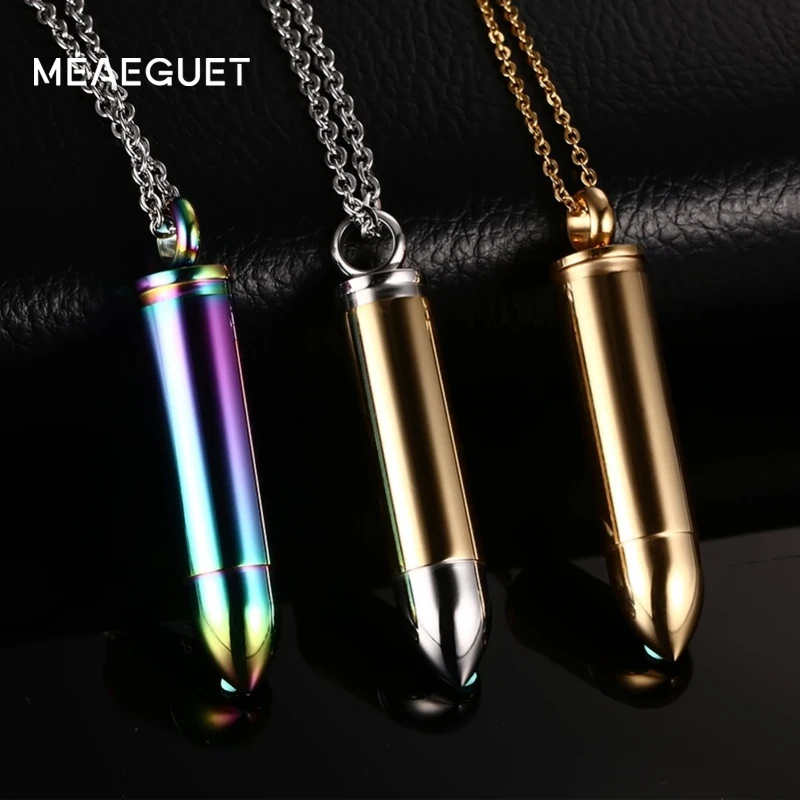 

Men's Stainless Steel Bullet Cylinder Pendant Necklace Punk Rock 3 Style- Guard You All My Life