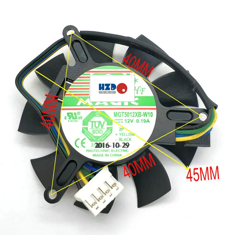 

MGT5012XB-W10 12V 0.19A Four - line graphics card cooling fan for NVIDIA QUADRO K620 HZDO 45MM*39MM