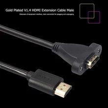 Позолоченный V1.4 Удлинительный кабель, HDMI штекер к гнезду с креплением на винтовая панель 0,3/0,6/1,2 m