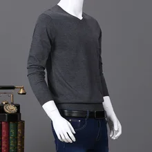 Uwback зимние мужские свитера с v-образным вырезом и длинным рукавом, однотонный шерстяной свитер, повседневные пуловеры для мужчин размера плюс 3XL, тонкие Топы XA333