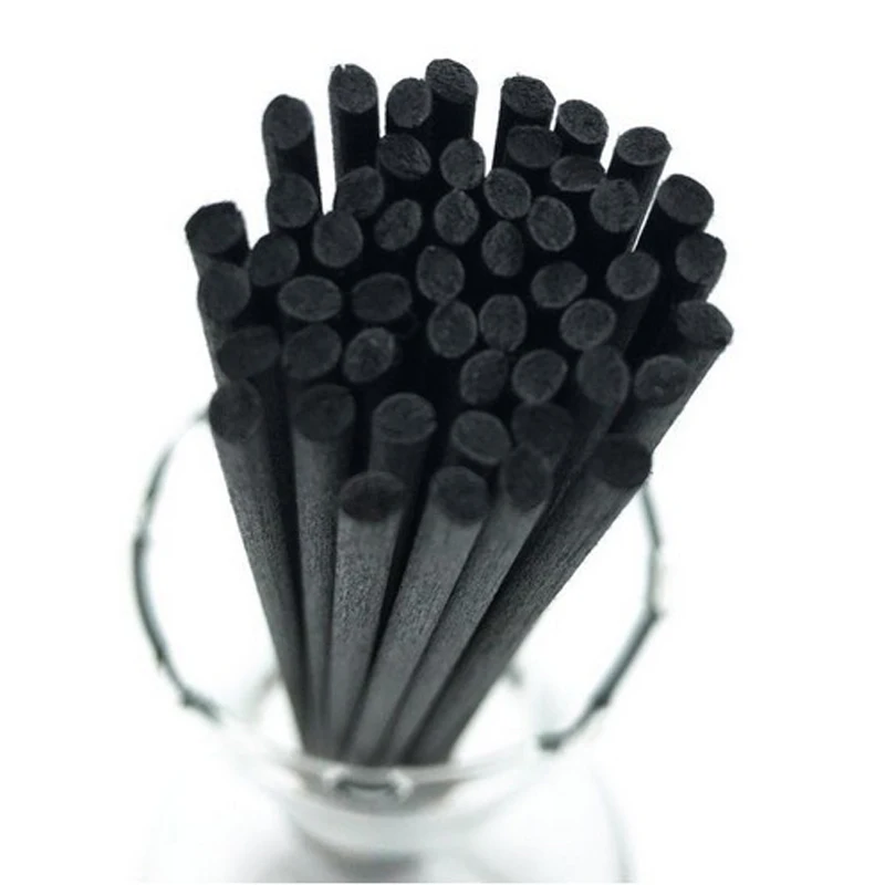 JX-LCLYL 50Pcs Black Fragrance Oil Diffuser Rattan Reed Replacement Stick Home Decor Set