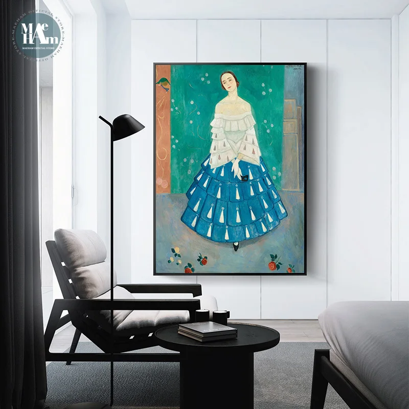 

Nordic Retro oil painting Girls art wall art Canvas Painting posters Prints Figure Picture for Living Room Morden Home Decor