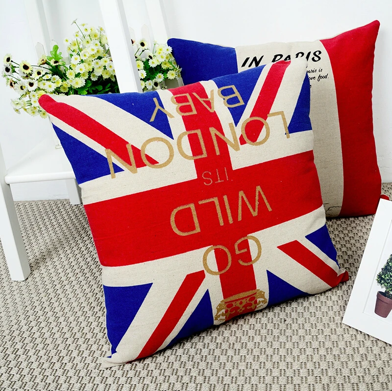 1 PCS 17'' Union Jack Cushion Cover United Kingdom National Flag Throw