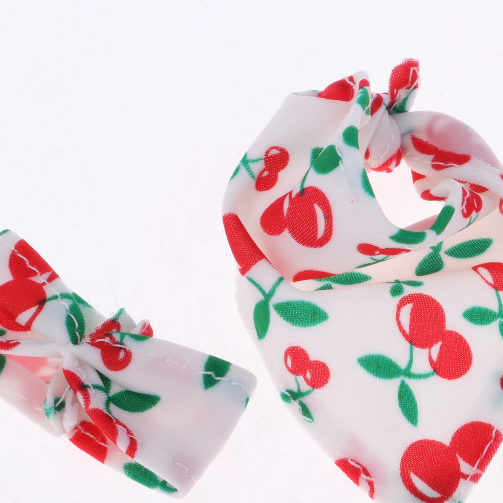 1/6 Scale Doll Swimwear Cute Cherry Pattern Printed Swimsuit Bikini Set for 12inch 30cm Girl Doll Dress Up Accessory