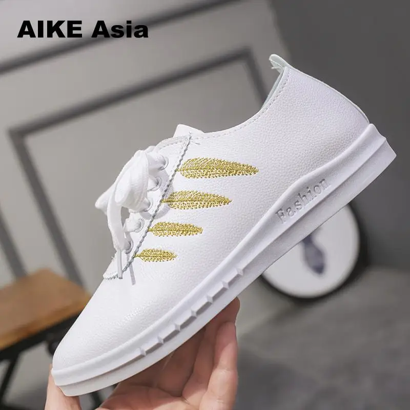 

Women Vulcanized Shoes 2018 Fashion Solid Color Canvas Lace-up Casual White Ladies Woman Sneakers Zapatillas Deporte Mujer
