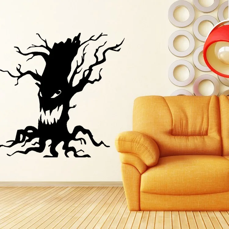 

Halloween wall with ghost tree living room background decorations fine carving can be customized A7-027