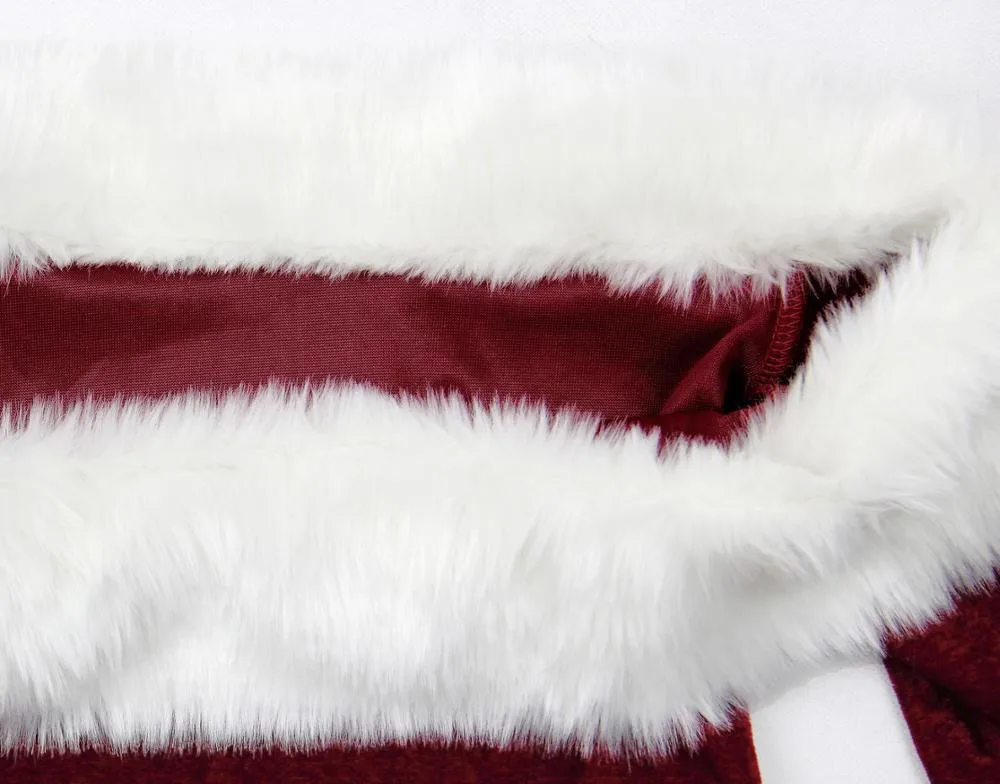Роскошный сексуальный красный бархат Рождество костюмы Мисс Санта Клаус Костюм Сладкий Санта платье Плюс Размер M-2XL