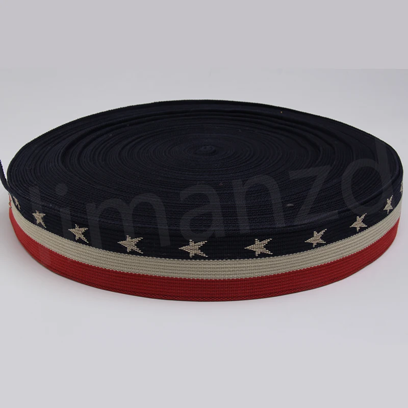 Buy high quality 50mm striped cotton webbing with star