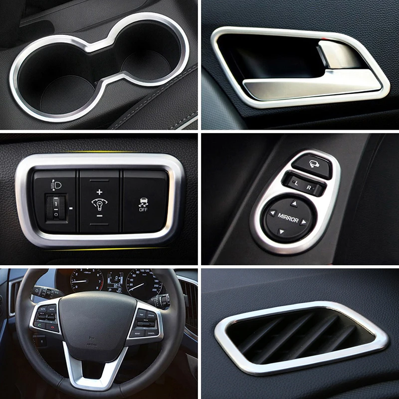 Для Hyundai Creta IX25 2015 2016 2017 2018 Хромированная ручка для внутренней двери подстаканник