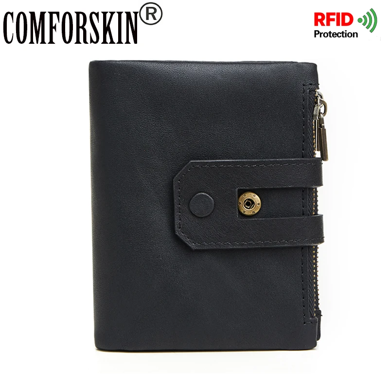 

COMFORSKIN Brand 2018 RFID Short Men Wallets Luxurious Genuine Leather Vintage Folio Business Hot Men Coin Purses Large Capacity