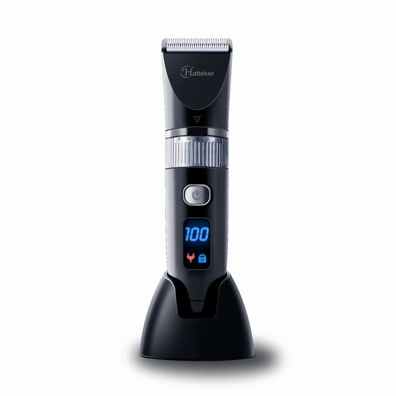 HATTEKER Professional Electric Hair Clipper Ceramic Blade Waterproof Hair Trimmer LED Display Haircut Machine for Men 69001