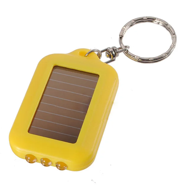 10X Mini Solar Power Rechargeable 3LED Flashlight Keychain Light Torch Ring New