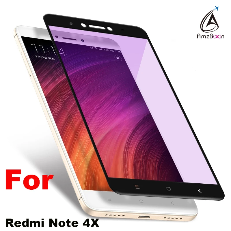 

Amzboon Anti Purple Tempered Glass Film 2.5D 0.33mm Full Screen Cover 9H Hard Screen Protector Tempered Glass For Redmi Note 4x
