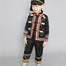 Юньнань этнические меньшинств Мяо танцевальные костюмы Для мужчин и Детская Выполнение костюмы хмонг Костюмы