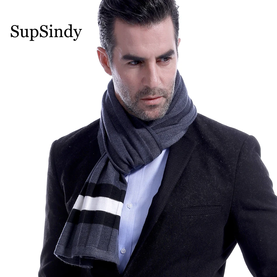 SupSindy Winter scarf men wool cashmere Business Casual Men scarf