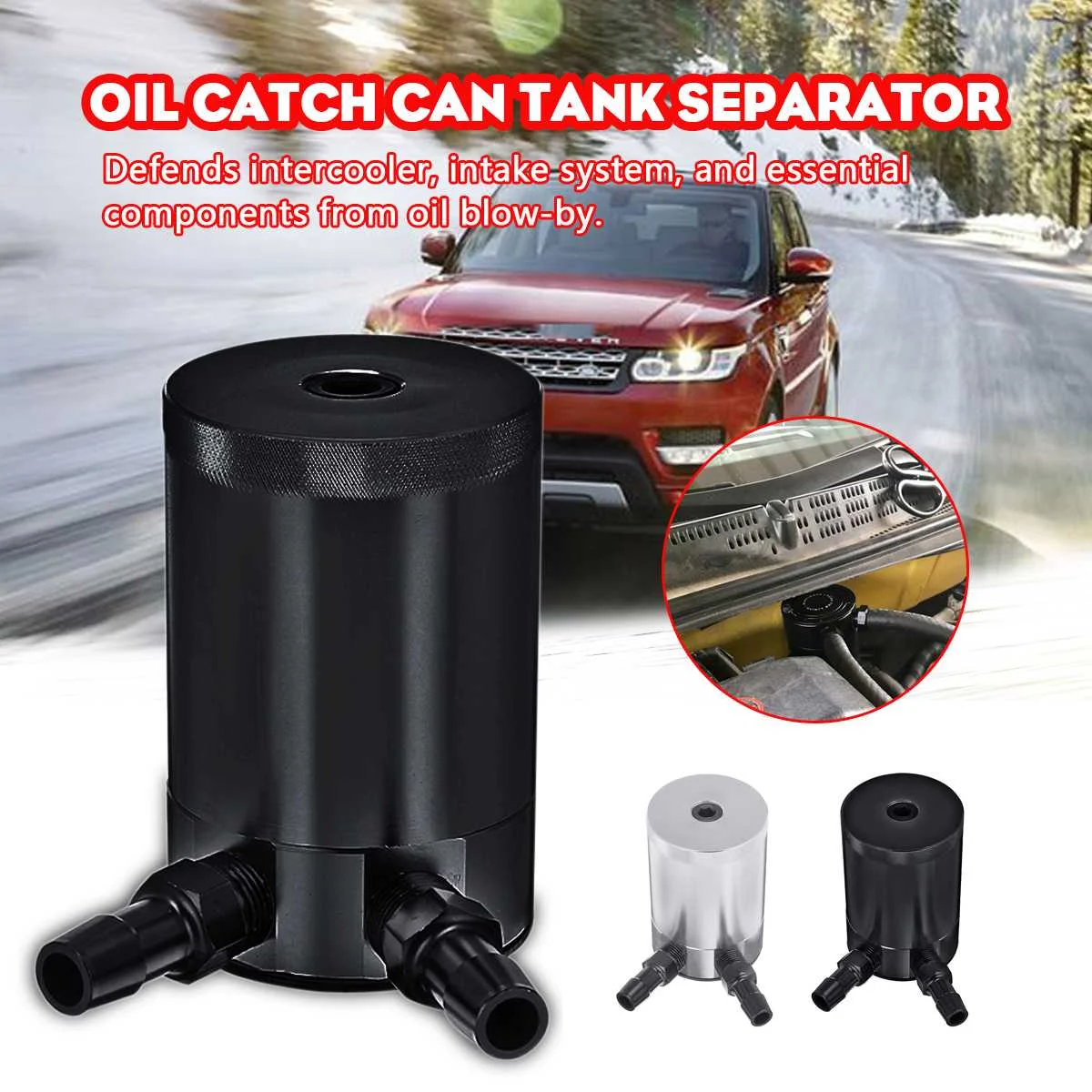 

Car Compact Baffled 2-Port Aluminum Oil Catch Can Reservoir Tank Oil Catch Can Fuel Tank Parts Two hole breathable Kettle