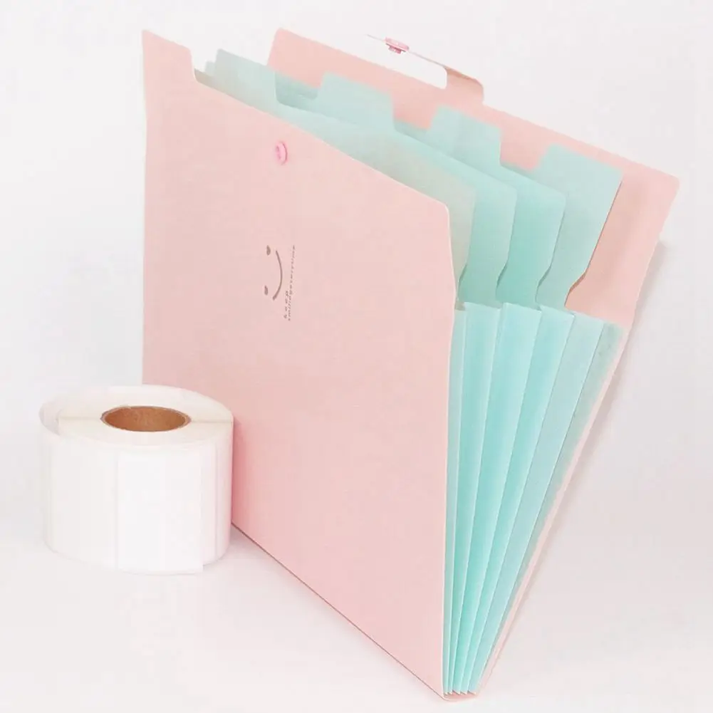 

3pcs Smile File Folder A4 5 Pockets Document Bag Expanding File Holder Office Organizer School Supply