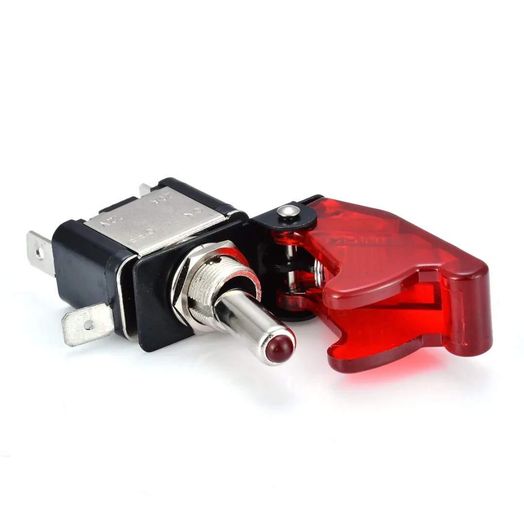12V 20A ON/OFF Miniature Rocker Toggle Switch & Red Cover For Professional Racing Car Vehicle Fog Lamps Dome Light Mayitr