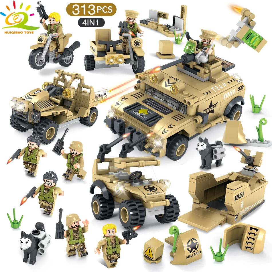 Military Truck Car Vehicles Building Blocks Figures Bricks Models sets Toys