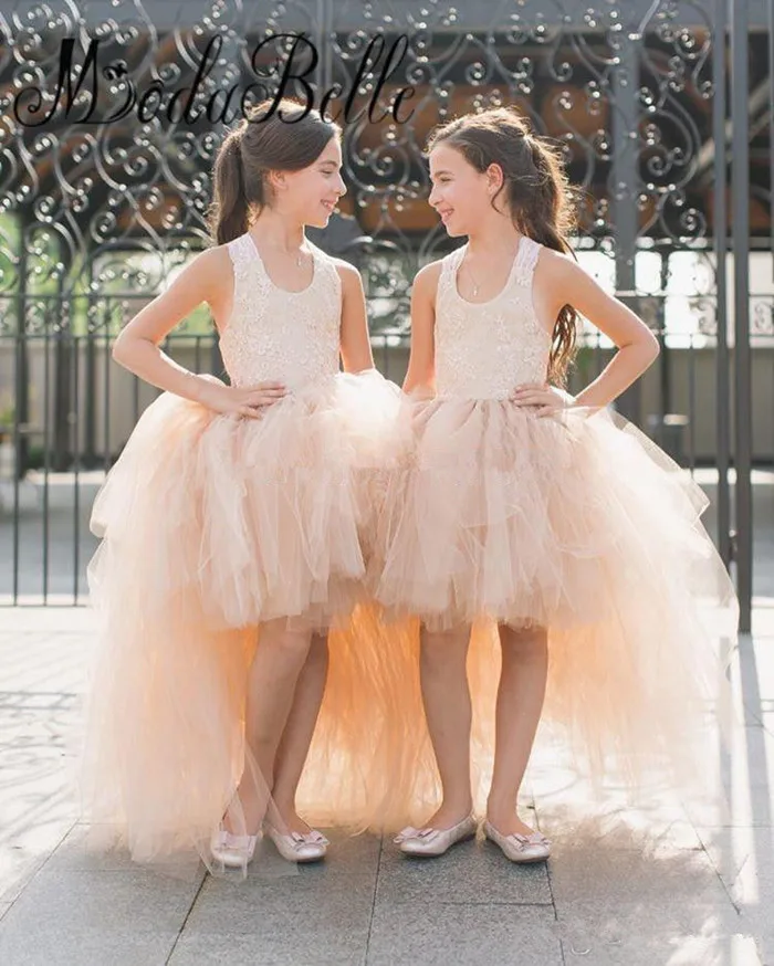 

New Princess White Tulle First Communion Dress Lace Little Girls Flower Girl Dress for Wedding Baby Girls Birthday Gown