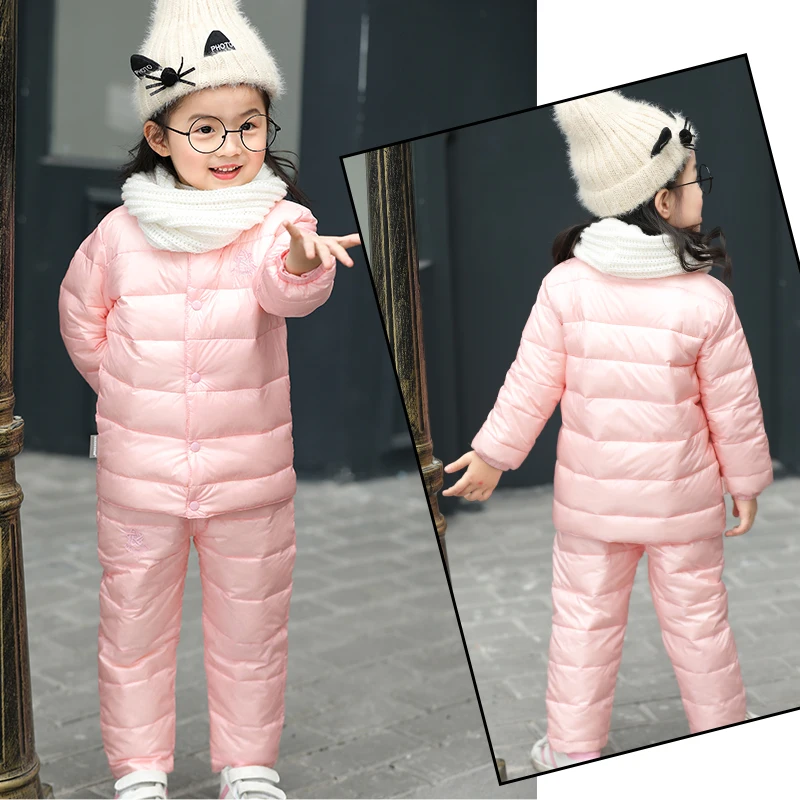 

Baby Snowsuit for New Toddler Boy Girl and Boy Winter Wear Down liner Down Jacket Pants Set