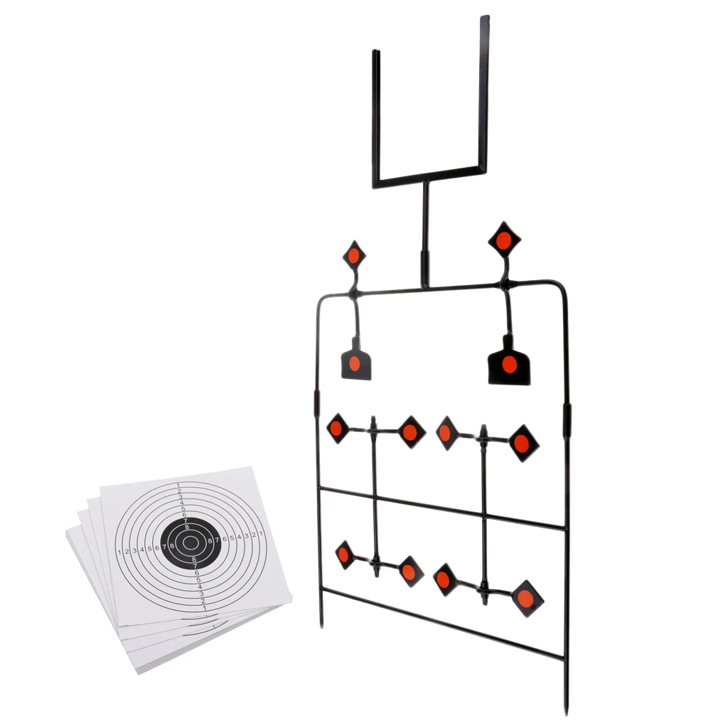 12-пластины сброса Стрельба Цель Спиннер металла цели Сталь автоматического сброса мишень+ 20 Бумага целевые показатели