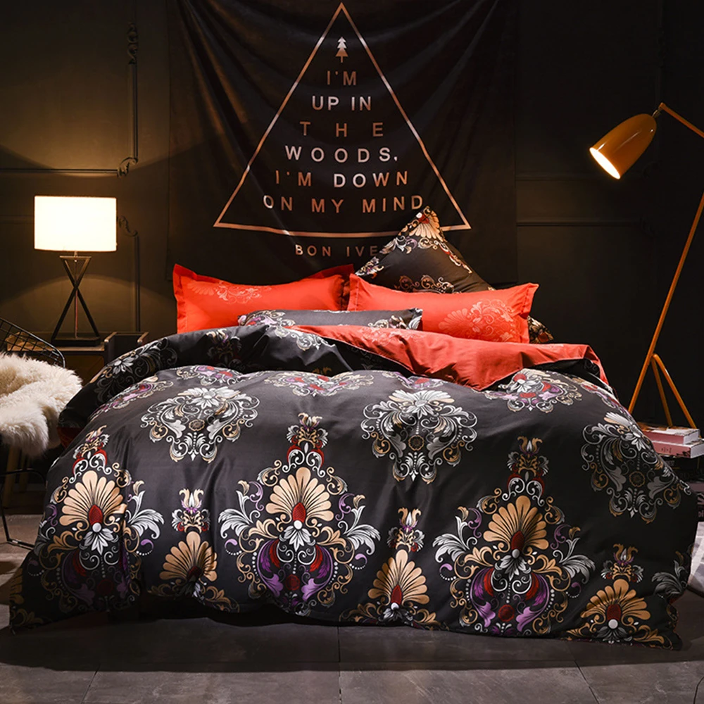 

Duvet Quilt Cover Bed Pillow Cover Fitted Bed Sheet for Comforter Bedding Sets King Size Family Adults Children Cotton Satin