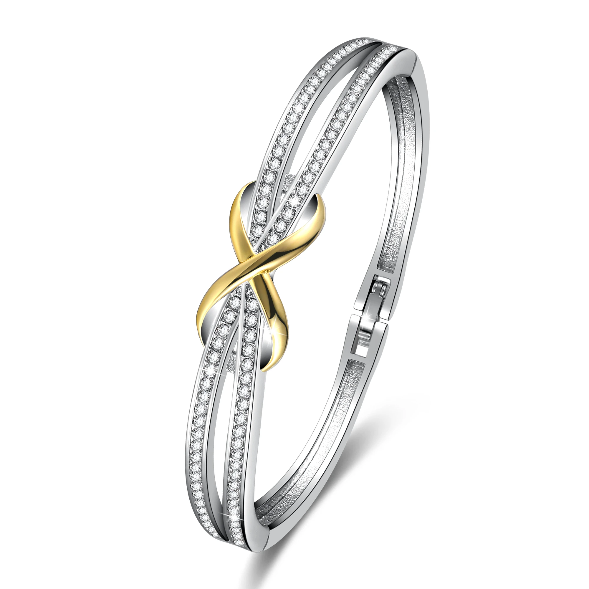 

Romad Luxury Cross Bracelet Row Zircon Bracelet Chain Women Charm Twisted Chain Bracelets Bangle Jewelry pulseiras bijoux Z3