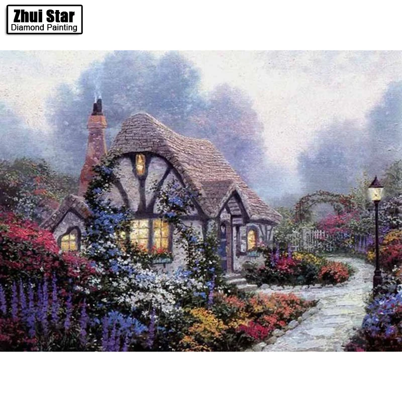 

5D DIY Diamond Embroidered Acupuncture Cross Stitch "Beautiful house" Diamond Art Wall Photo Christmas Decorative Gift