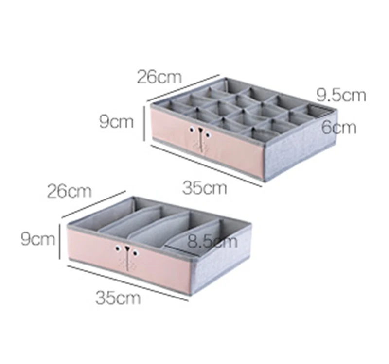 Cloth Underwear Storage Box Panties Plaid Finishing Box Organizer Hosehold Desktop Compartment Bra Socks Storage Container2