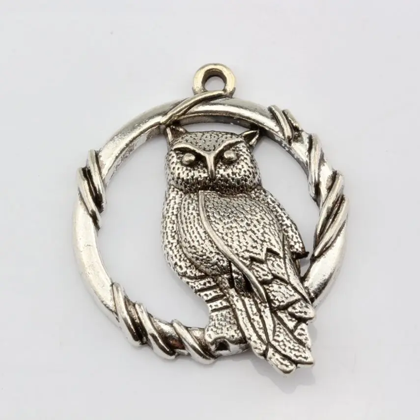 

8 Pcs Ancient silver Zinc Alloy Owl Jewelry Pendants 37mmx47mmx7mm (1537)