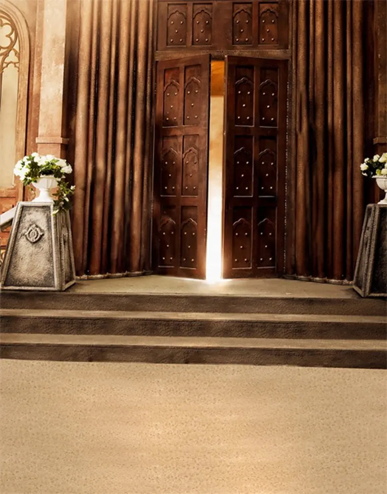

5x7ft Old Door Flowers Photography Backdrops Photo Props Studio Background
